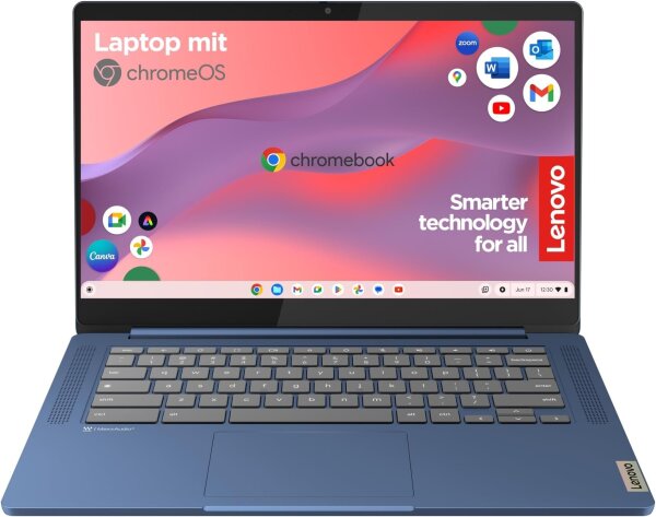 Lenovo IdeaPad Slim 3 Chromebook, 14" Full HD, 4GB RAM, 64GB Speicher, MediaTek MT8186, ARM Grafik, Chrome OS, QWERTZ, Blau