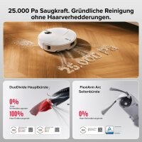 Roborock Qrevo Curv 2 Pro Saugroboter, 25.000 Pa, Wischfunktion, anhebender Mopp, Anti-Tangle, Reactive AI, Weiß, leichter Kratzer