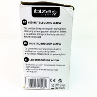 Ibiza Light STROBE80LED Strobe Light, 4x20W LED, 80W, 220–240V, 50–60Hz, Lighting Effect for Events