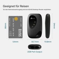 TP-Link M7200 mobiler 4G/LTE-Router, WLAN-Hotspot, 150 Mbit/s Download, 50 Mbit/s Upload, 2000 mAh Akku, Schwarz