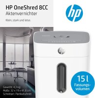HP OneShred 8CC Aktenvernichter, Modell 2801, 8-Blatt-Kapazität, automatischer Papiereinzug, 15L Auffangbehälter