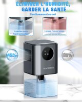HOMTRONICS B221 Luftentfeuchter, 1700 ml, Anti-Schimmel, 7-farbiges LED-Licht, Timer 8/12/24h, leise, energiesparend