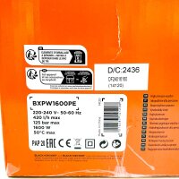 Black+Decker BXPW1600PE pressure washer, 1600W, 125 bar, 420 l/h, 220–240V, with accessories, compact, portable