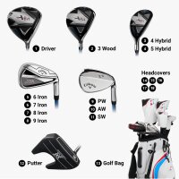 Callaway XR Golf Set, Blue/Red, Steel, Right-handed, Complete Set, 1 club missing