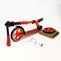 HUDORA Up 200 Scooter, aluminum, up to 100 kg, height-adjustable, foldable, red wheels, for children, teenagers & adults