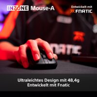 Sony INZONE Mouse-A, kabellose Gaming-Maus, 48,4g, 8000Hz, 30K DPI, optische Switches, 90h Akku, USB-C, Fnatic Design, FPS Esports, schwarz