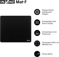 Sony INZONE Mat-F Gaming-Mauspad, 480x400 mm, präzise Oberfläche, rutschfeste SlimFlex-Basis, 6 mm Schaum, flache Kanten, schwarz