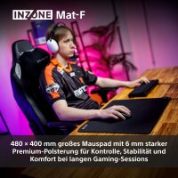 Sony INZONE Mat-F Gaming-Mauspad, 480x400 mm, präzise Oberfläche, rutschfeste SlimFlex-Basis, 6 mm Schaum, flache Kanten, schwarz