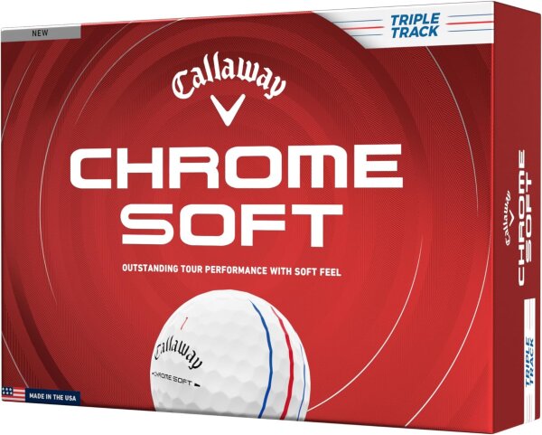 Callaway Chrome Soft 2026 Triple Track Golf Balls, 12 pieces, precise alignment, soft feel, high ball speed