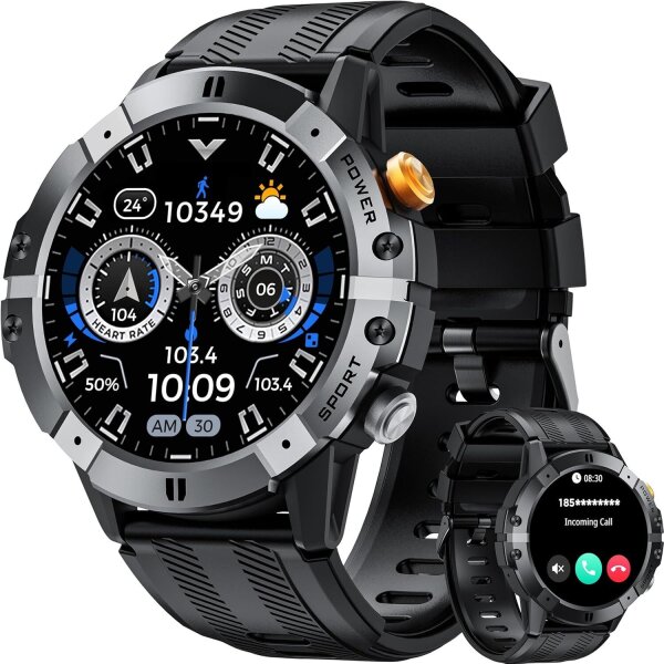 OUKITEL BT15 Smartwatch, 1.52" Display, 410mAh, 360x360, Fitness Tracker, Heart Rate, Sleep Monitor, Bluetooth, Da Fit App