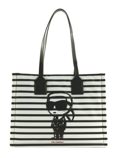 Karl Lagerfeld IKON Nylon Stripes Shopper-Tasche, Modell A2W30176, Tote Bag, 37x29x12 cm, gestreiftes Design