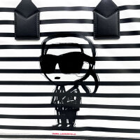 Karl Lagerfeld IKON Nylon Stripes Shopper-Tasche, Modell A2W30176, Tote Bag, 37x29x12 cm, gestreiftes Design