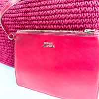 Tommy Hilfiger Sofia Capsule, rote Strandtasche, Modell AW0AW17442 XJS, geräumig, mit Logo, Tragehenkel, modisches Design