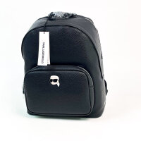 Karl Lagerfeld IKON Pebble MD Rucksack, 38x30x12 cm, Schwarz, Modell A1W30497, eleganter City-Rucksack mit Reißverschluss und Logo-Detail