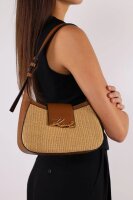 Karl Lagerfeld K/Signature shoulder bag, model A2W30011, natural tan, raffia, 25x15x9 cm, elegant design
