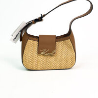 Karl Lagerfeld K/Signature shoulder bag, model A2W30011, natural tan, raffia, 25x15x9 cm, elegant design