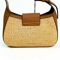 Karl Lagerfeld K/Signature shoulder bag, model A2W30011, natural tan, raffia, 25x15x9 cm, elegant design
