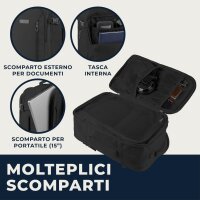 BidMamba Pro Rucksack 40x20x25 cm, 20L, Handgepäck, passend für Ryanair/Easyjet, Schwarz, USB-Anschluss, wasserabweisend