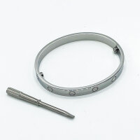 Cartier LOVE Armreif Classic, Modell 6,1 mm, 18K Weißgold 750, inkl. Schraubendreher, ikonisches Design
