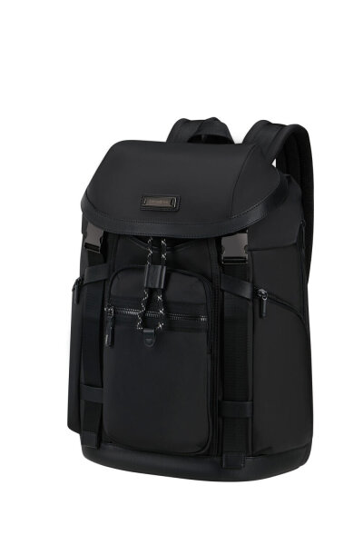 Samsonite Relyon Rucksack M, 15,6", Laptopfach, Flap-Verschluss, Schwarz, Business-Rucksack