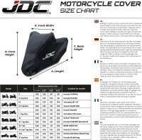 JDC Ultimate Rain Motorradabdeckung L (220cm), 100% wasserdicht, hitzebeständig, weiches Innenfutter, versiegelte Nähte, langlebig, für Topcase