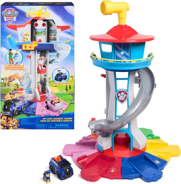 Paw Patrol 6073778 Lookout Tower Spielset, Spielzeugturm mit Licht & Sound, Zubehör & Figuren für Kinder