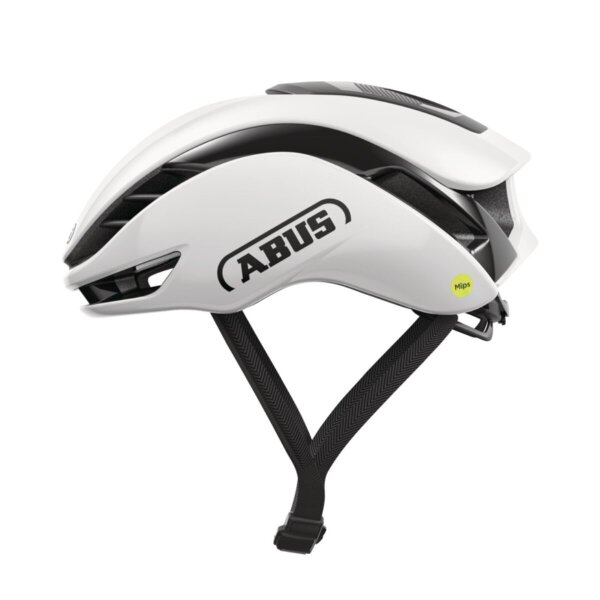 ABUS Gamechanger 2.0 MIPS road bike helmet, size M (54–58 cm), glossy white, aerodynamic, high impact protection