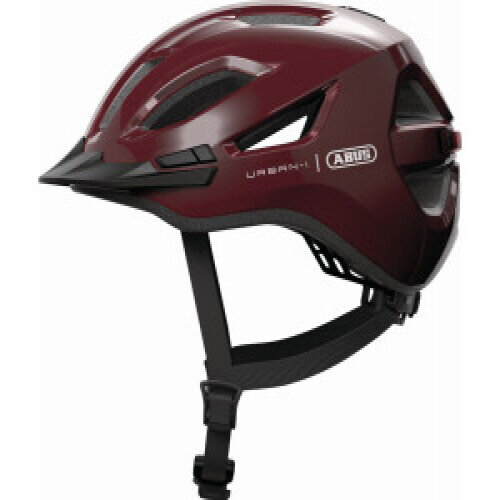 ABUS Urban-I 4.0 Fahrradhelm S (51–55 cm), LED-Rücklicht, 2 Modi, kastanienrot, für Erwachsene & Jugendliche
