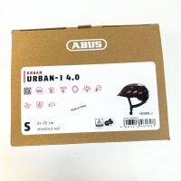 ABUS Urban-I 4.0 Fahrradhelm S (51–55 cm), LED-Rücklicht, 2 Modi, kastanienrot, für Erwachsene & Jugendliche