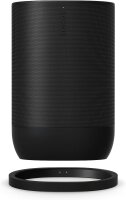 Sonos Move 2 tragbarer Smart Speaker, Sprachsteuerung, AirPlay, Bluetooth, WLAN, 24h Akku, kompatibel mit iPhone/iPad, Schwarz