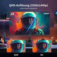 KTC H24T27 24-Zoll QHD 2K IPS Monitor, 100 Hz, Blaulichtfilter, HDMI/DP/Kopfhörer, für Gaming & Büro, schwarz