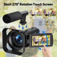 AC12 5K Ultra HD Camcorder, 2.9mm lens, Wi-Fi, 3" display, microphone, remote control, case, batteries, cables