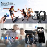 AC12 5K Ultra HD Camcorder, 2.9mm lens, Wi-Fi, 3" display, microphone, remote control, case, batteries, cables