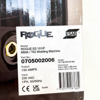 ESAB Rogue ES 151iP portable welding machine, 150A, single-phase, 230V, 50/60Hz, model 0705002006