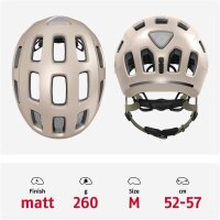 ABUS Youn-I 2.0 childrens bicycle helmet with LED light, size 52-57 cm, for teenagers, girls & boys, color Champagne Gold