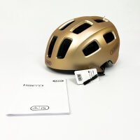 ABUS Youn-I 2.0 childrens bicycle helmet with LED light, size 52-57 cm, for teenagers, girls & boys, color Champagne Gold