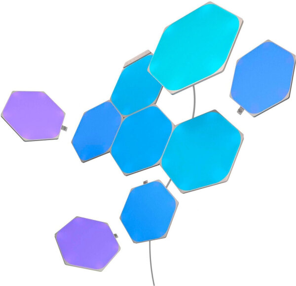 Nanoleaf NL42-0002HX-9PK smarte RGBW LED Wandleuchte, sechseckig, Kunststoff, mehrfarbig, modular erweiterbar