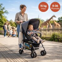 Hauck 171424 Buggy, leicht, bis 15 kg, Liegefunktion ab Geburt, kompakt faltbar, Sonnenverdeck, großer Korb, 5-Punkt-Gurt, Kunststoffräder