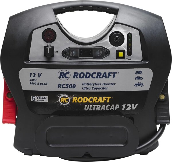 Rodcraft RC500 Kondensator-Booster 12V, 500F, Ultracap, Starthilfe, wartungsfrei, schnelles Laden, kompakt