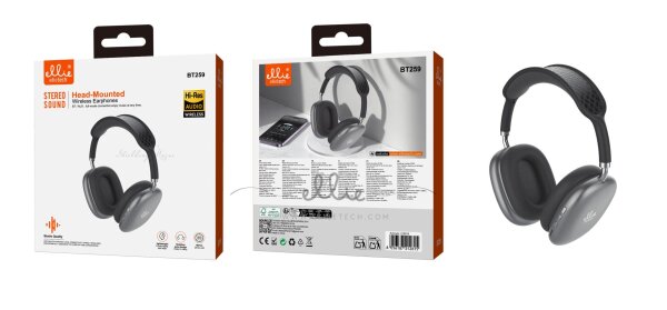 Ellietech BT259 Bluetooth Headset, wireless, stereo sound, AUX connection, black