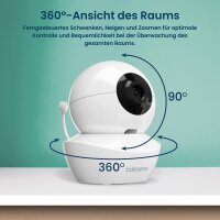 Babysense HD Babyphone 5" mit 2 Kameras, Video-Babyfon, Nachtsicht, Schlaflieder, 300m Reichweite, Gegensprechfunktion, Zoom, 4000mAh Akku