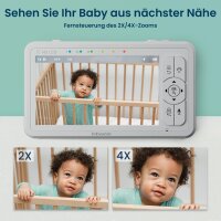 Babysense HD Babyphone 5" mit 2 Kameras, Video-Babyfon, Nachtsicht, Schlaflieder, 300m Reichweite, Gegensprechfunktion, Zoom, 4000mAh Akku