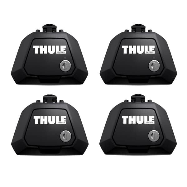 Thule Evo Raised Rail 710410 Dachträgerfüße, 4er-Set, schwarz, für Reling, bis 75 kg belastbar