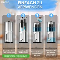Orinko Edelstahl Schwerkraftfilter 5,6 l, plastikfrei, Aktivkohle-Wasserfiltersystem, 4 l/h, für sauberes Trinkwasser