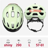 ABUS Urban-I 4.0 bicycle helmet L (57–61 cm), LED rear light, 2 modes, pistachio green, for adults and teenagers