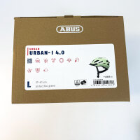 ABUS Urban-I 4.0 bicycle helmet L (57–61 cm), LED rear light, 2 modes, pistachio green, for adults and teenagers