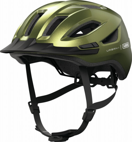 ABUS Urban-I 4.0 Fahrradhelm L (57–61 cm), mit USB-Rücklicht, 2 Modi, grün, für Erwachsene und Jugendliche