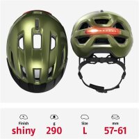 ABUS Urban-I 4.0 Fahrradhelm L (57–61 cm), mit USB-Rücklicht, 2 Modi, grün, für Erwachsene und Jugendliche