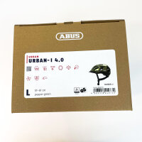 ABUS Urban-I 4.0 Fahrradhelm L (57–61 cm), mit USB-Rücklicht, 2 Modi, grün, für Erwachsene und Jugendliche
