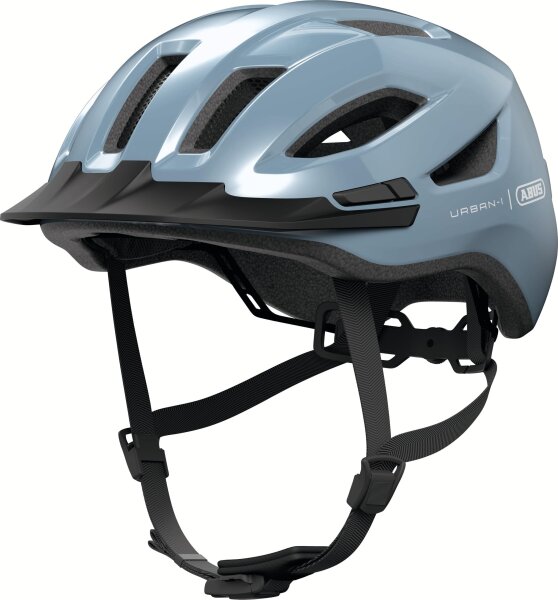 ABUS Urban-I 4.0 Fahrradhelm L (57–61 cm), mit USB-Rücklicht, 2 Modi, Gletscherblau, für Jugendliche und Erwachsene